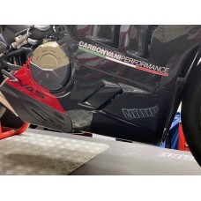 Carbonvani - Ducati Panigale V4 / S / R Carbon Fiber Belly Pan For Akrapovic Exhaust (2 piece kit) - RED (2022+)